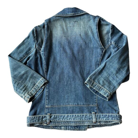 Vintage Y2K Current Elliott The Biker Jacket blue denim Motoside zipper size 6 - Picture 9 of 16